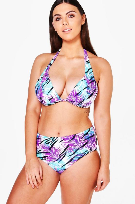 Plus Fiona Leaf Print High Waist Bikini